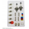 COFFRET D'AMPOULES DE REMPLACEMENT H4 + 18 AMPOULES + 12 FUSIBLES